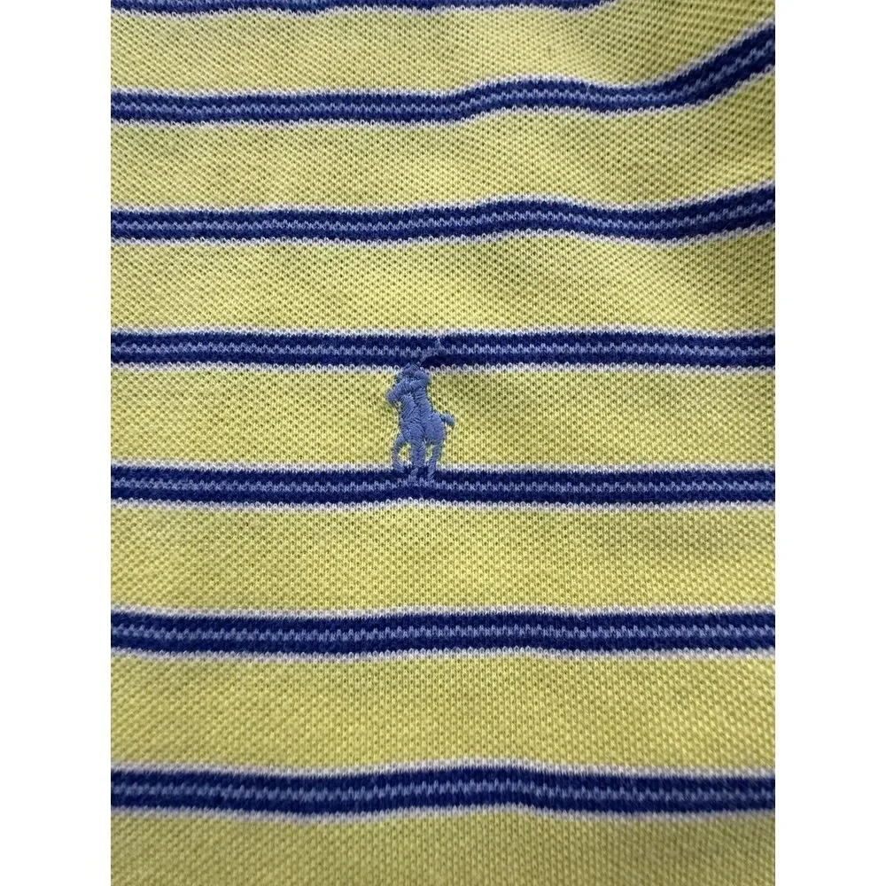 Polo Ralph Lauren Polo Mens X-Large Yellow Blue Striped Logo Pullover Golf Shirt